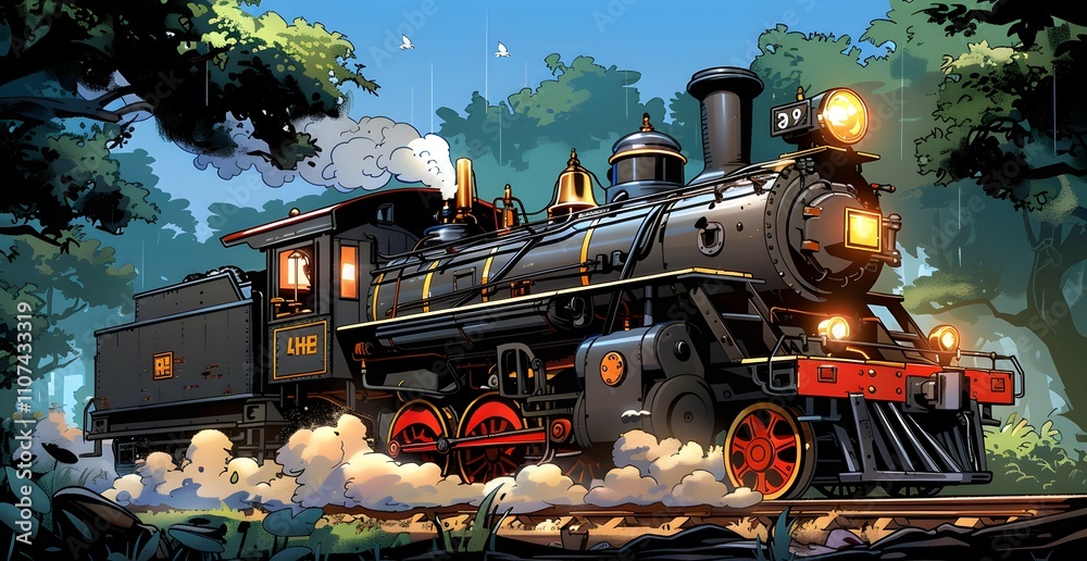 Obraz premium Train in the forest.