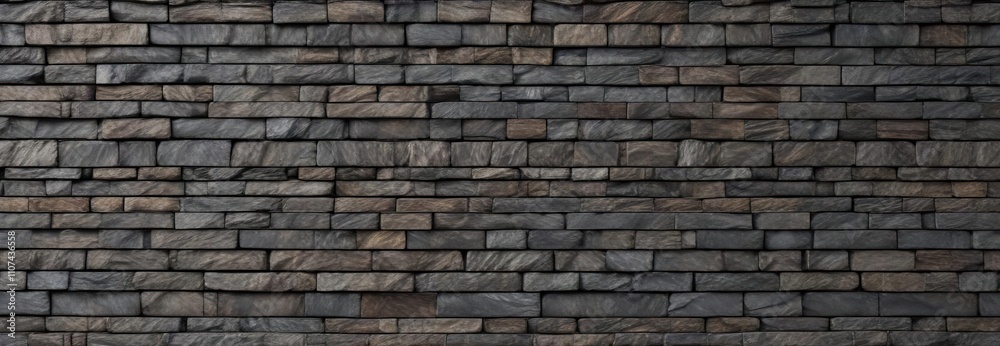 Obraz premium Horizontal stacked slate stone wall background, exterior, architecture