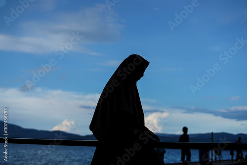 Silhouette of Muslim Woman Portrait