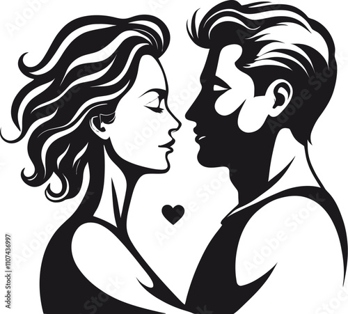 Romantic couple gazing into each other's eyes.