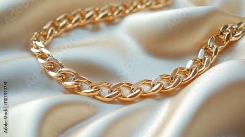 Gold Chain Necklace on a Silky Background