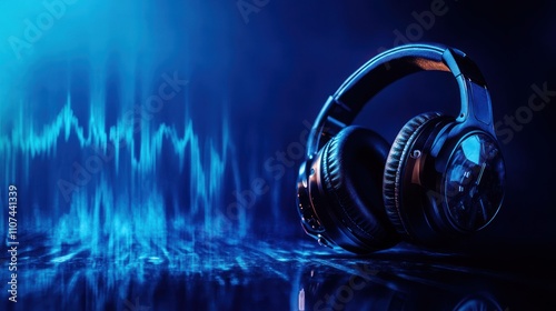 Headphones on a Blue Background
