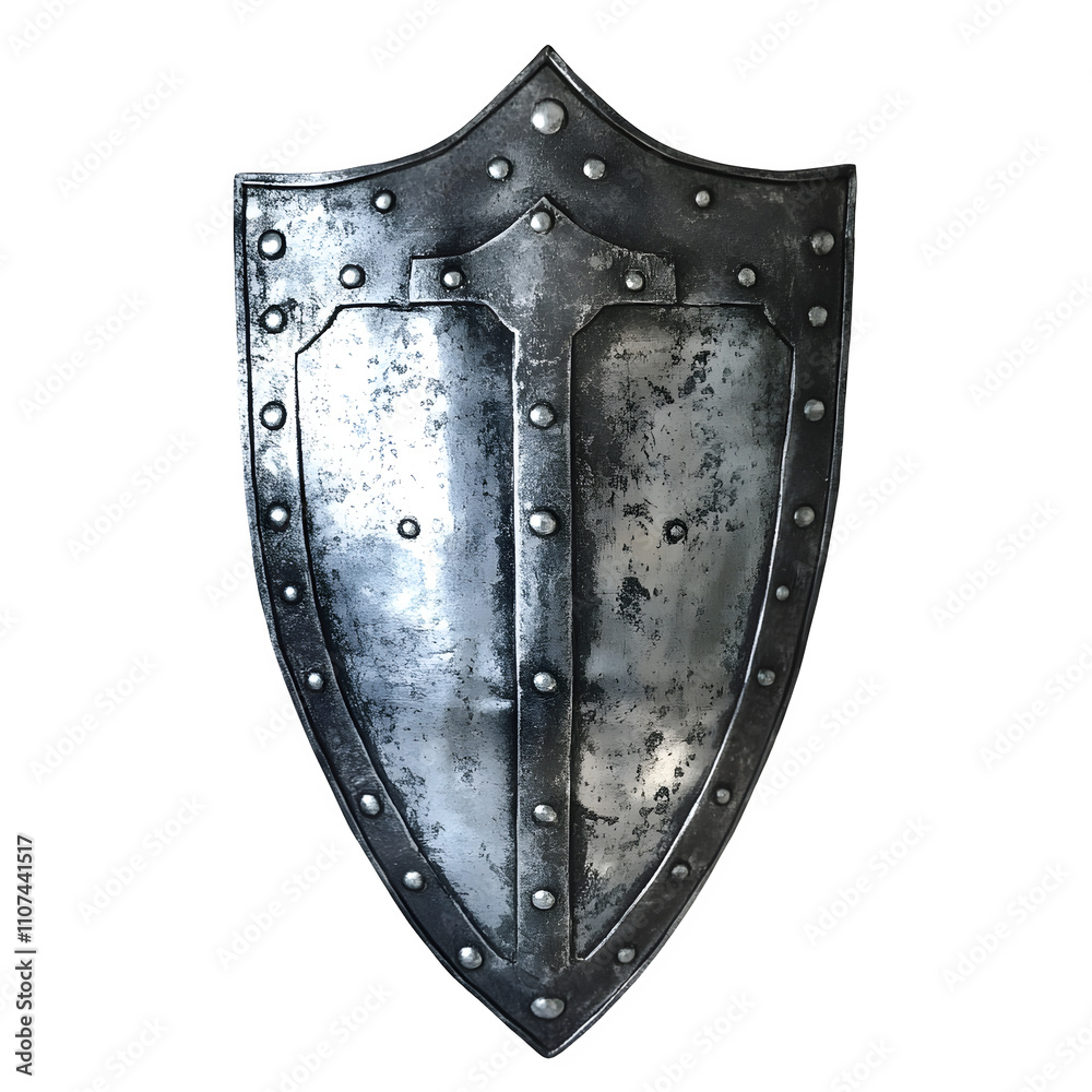 Historical or fantasy projects can benefit from this metal shield with rivets on a transparent background Historical or fantasy projects can benefit from this metal shield with rivets on a transparent background