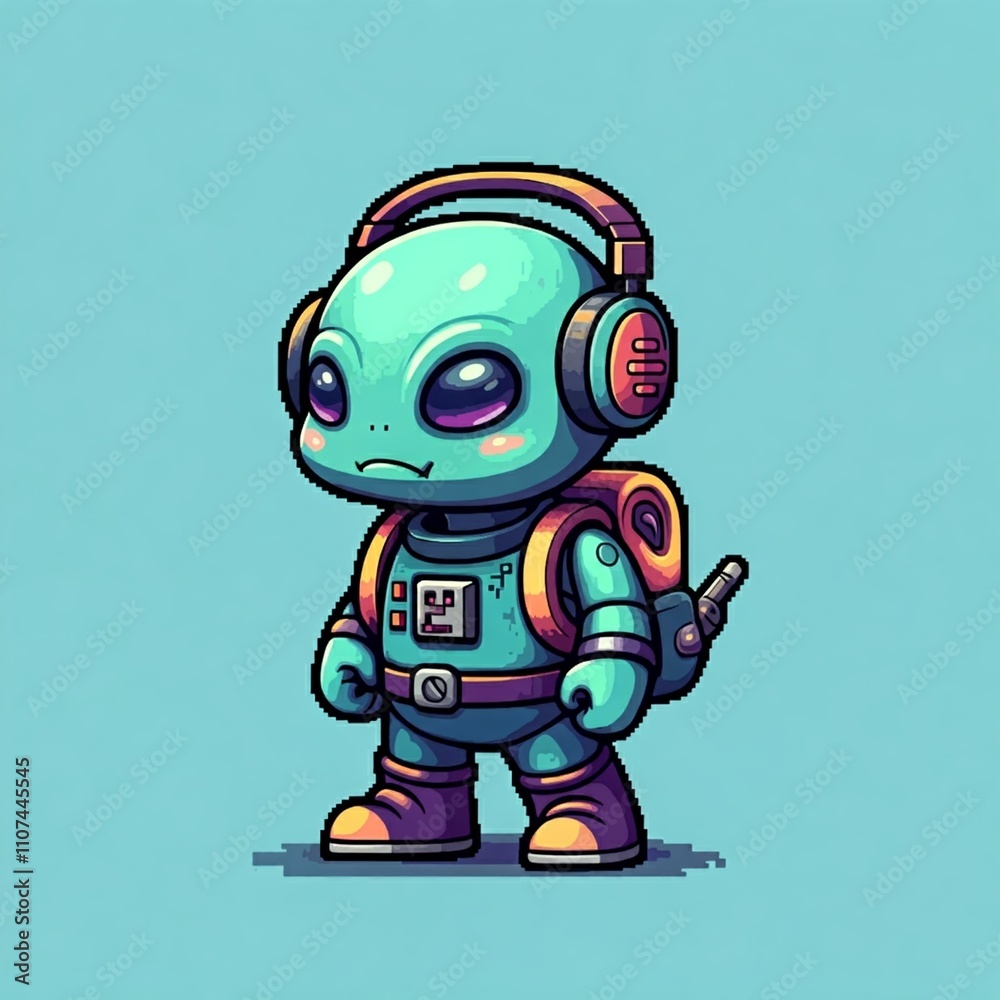 Fototapeta premium Futuristic Robotic Art Toy with Headphones