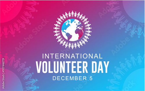 International Volunteer Day for Economic and Social Development. December 5. Holiday concept. Template for background, banner, card, poster and social media posts.