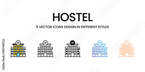 Hostel icons different stock vector illustration