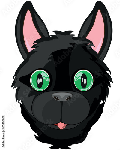 Portrait of the black cat on white background is insulated