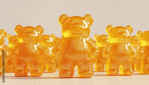 3d Render Of World'S Largest Gummy Bears: Yellow And White Marmalade Bear In An Oversized And Realistic Design. photo