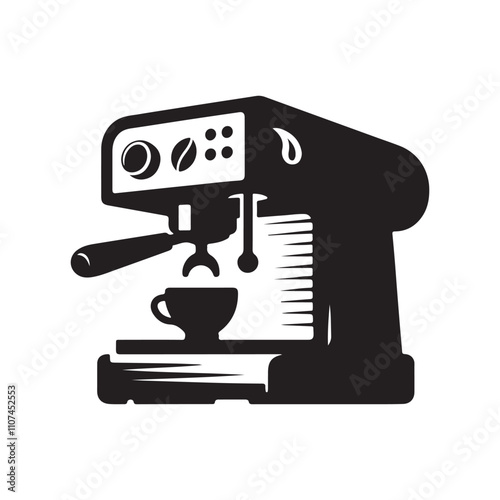 Coffee Machine, Silhouette, vector illustration