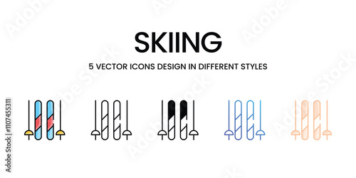 Skiing icons different stock vector illustration