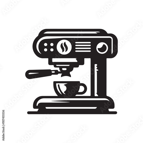 Minimalist Black Coffee Maker Silhouette Vector Icon