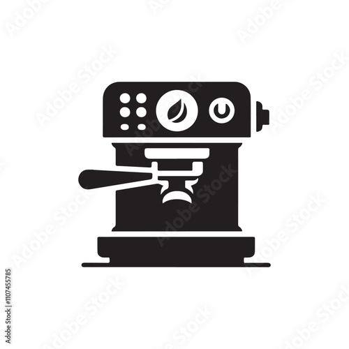 Minimalist Black Coffee Maker Silhouette Vector Icon