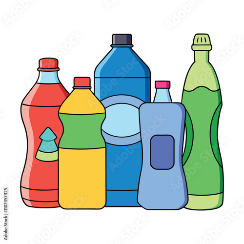 A variety of plastic bottles in different shapes, sizes, and colors, designed for diverse uses like beverages, cleaning products, and storage, showcasing versatility and functionality.