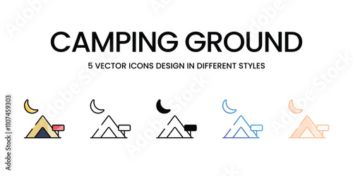 Camping Ground icons different stock vector illustration