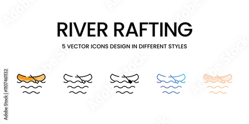 River Rafting icons different stock vector illustration