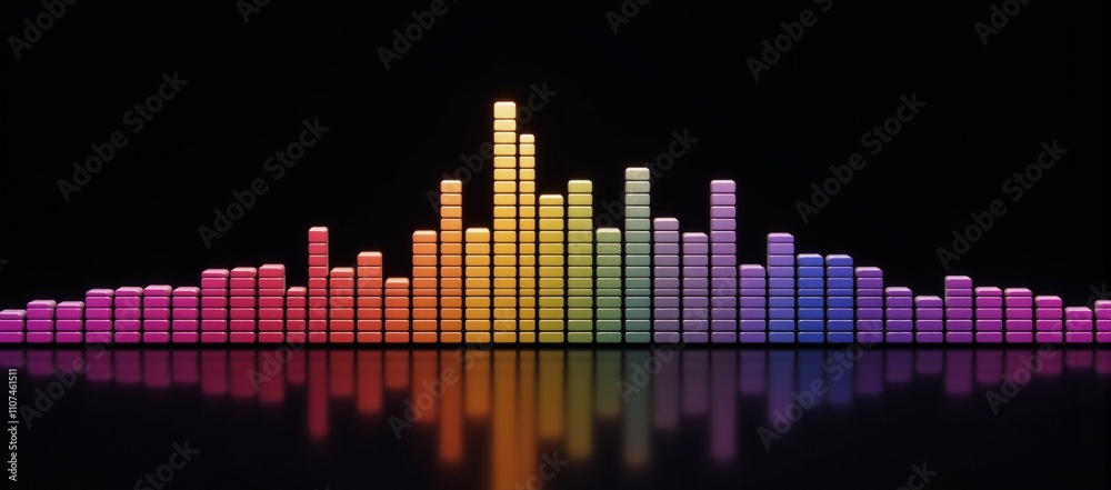 Obraz premium Rainbow-colored waveform equalizer against black background representing LGBTQ community support