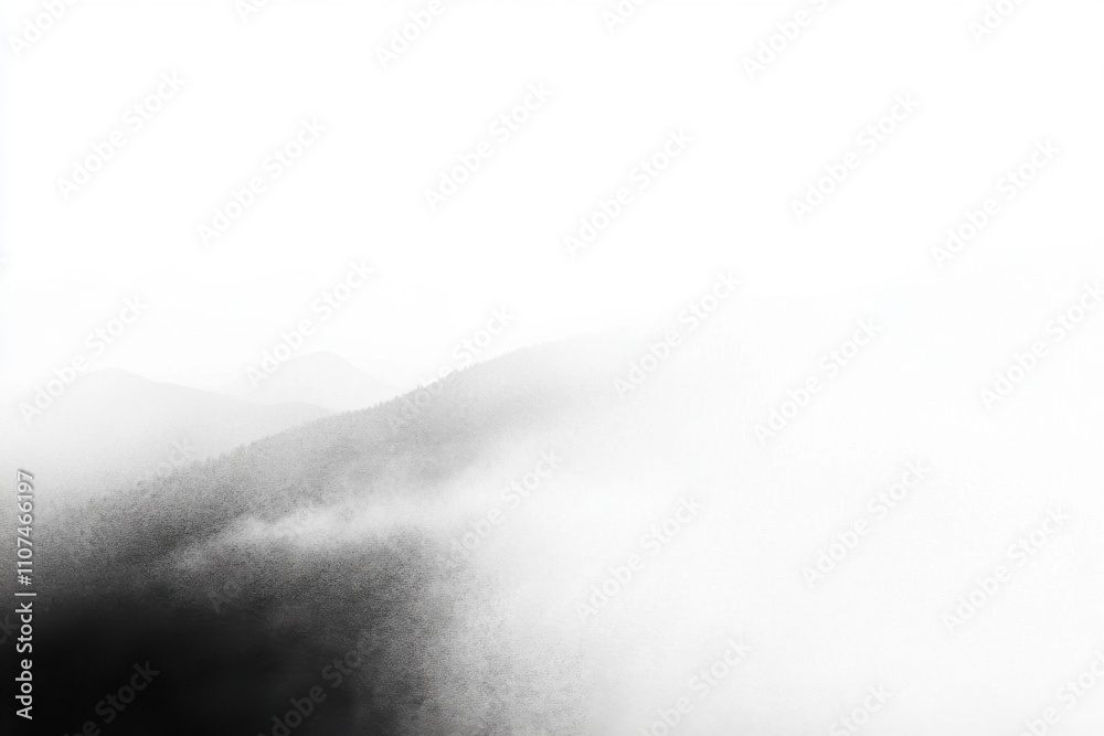 Fototapeta premium Minimalistic charcoal landscape art with misty mountain silhouettes