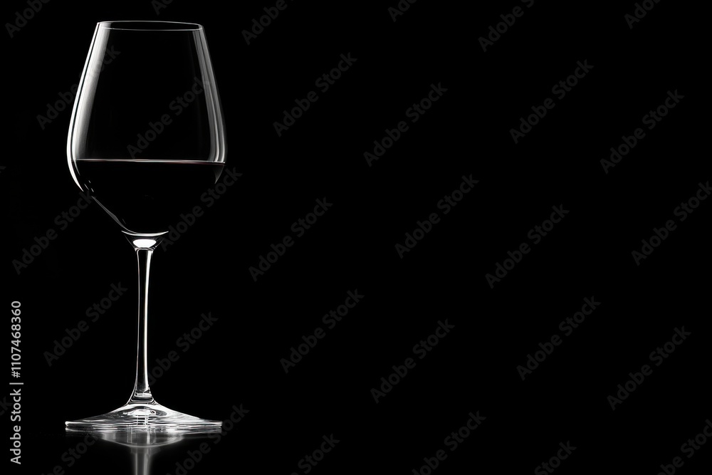 Minimalistic elegance of a glass of red wine on black background for sophisticated design Minimalistic elegance of a glass of red wine on black background for sophisticated design