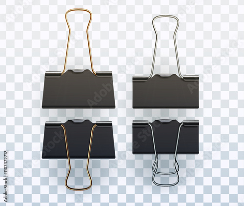 Money or Paper clips isolated on transparent background. Vector illustration.