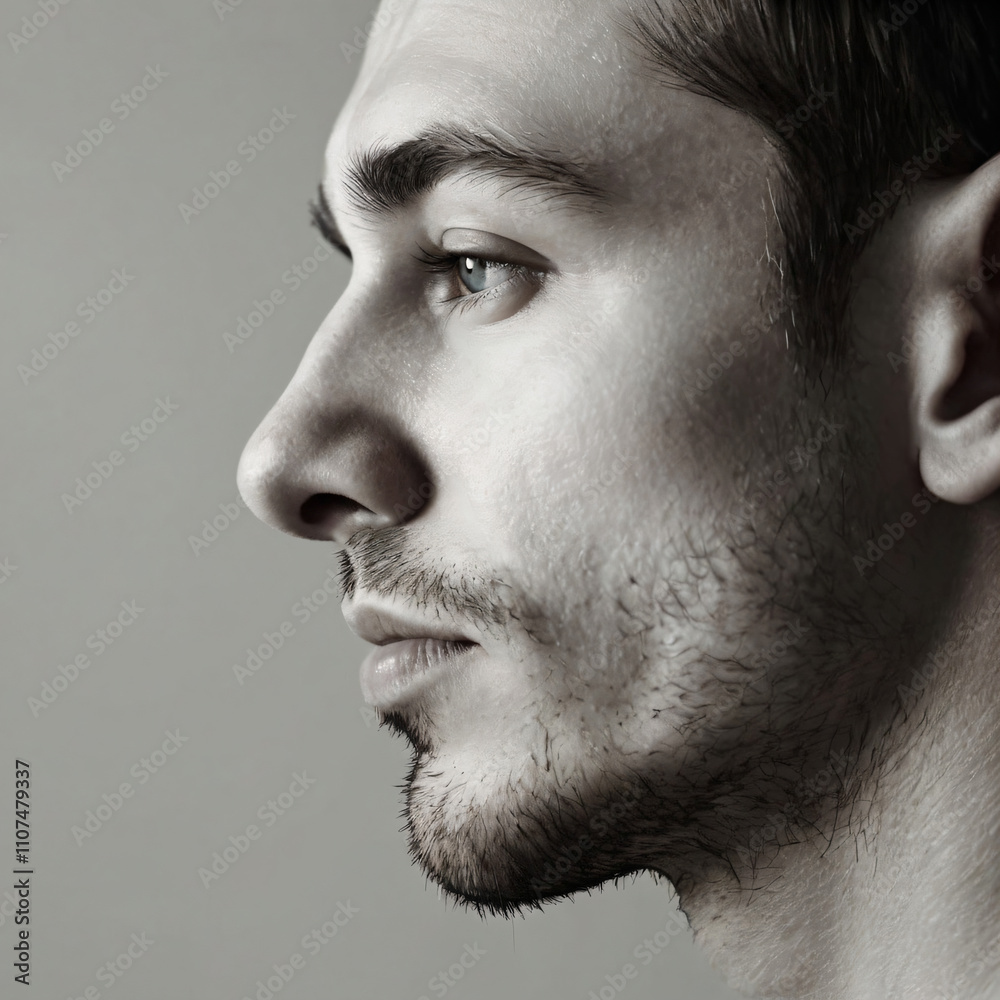 Obraz premium A monochrome, blurred portrait emphasizing light and texture.