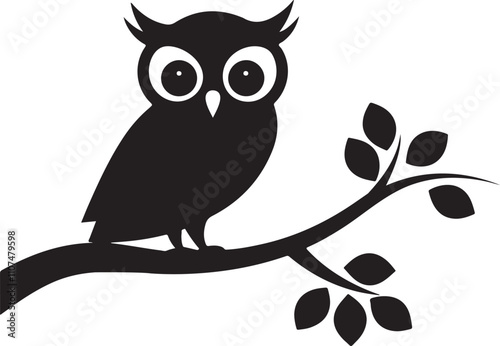 Owl silhouette icon vector on transparent background photo