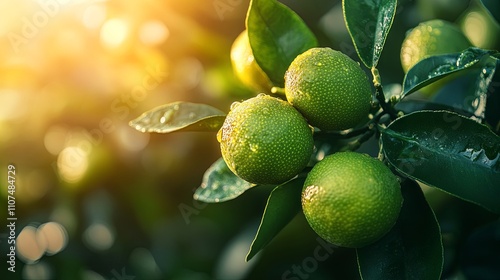 Lime tree with fruits closeup  photo