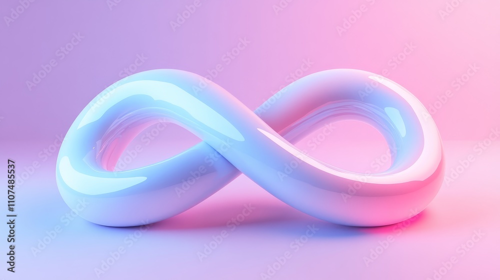 Fototapeta premium Futuristic infinity symbol, glowing loop art, abstract neon decor, modern design, infinity loop, digital glow artwork
