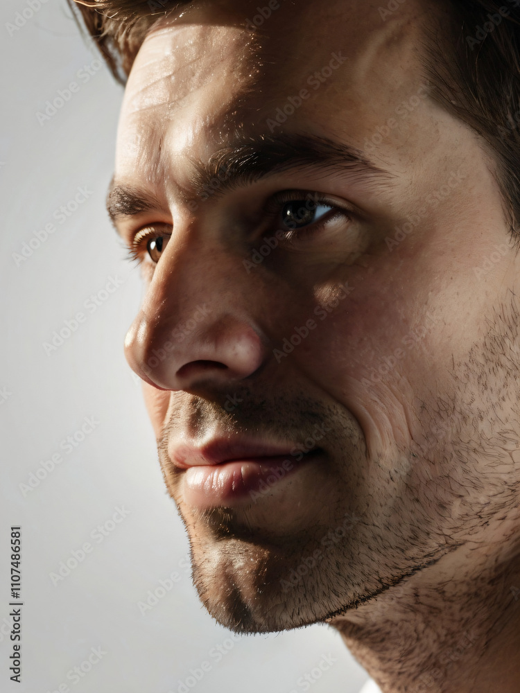 Obraz premium A monochrome, blurred portrait emphasizing light and texture.