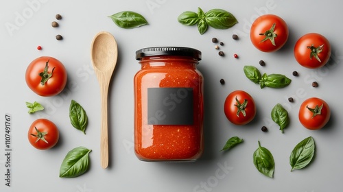 Glass Ketchup Bottle Template Featuring Natural Ingredients and Healthy Condiment Branding