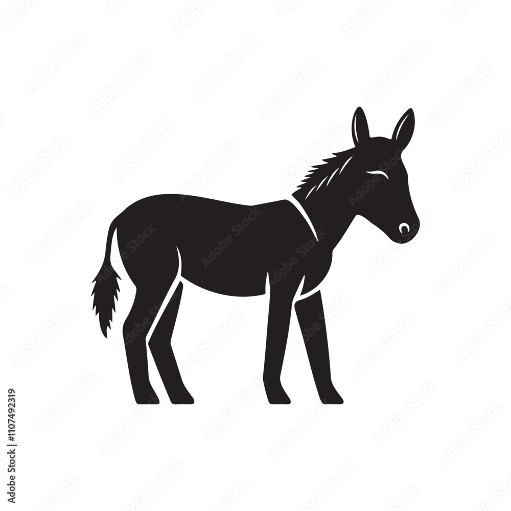 Obraz premium Cute donkey silhouette vector illustration