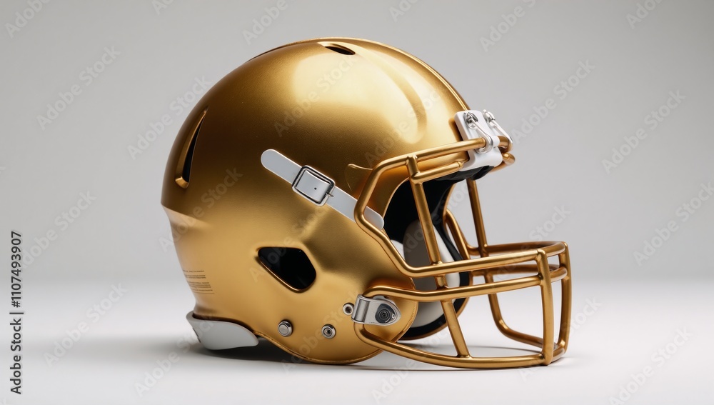 Fototapeta premium A 3D golden football helmet against a solid backdrop gold helmet render