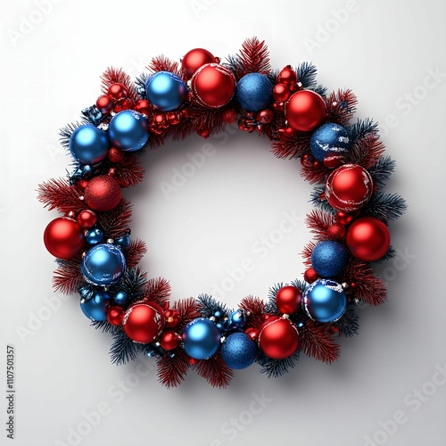 Stunning Christmas Wreath: Red and Blue Ornament Decor photo