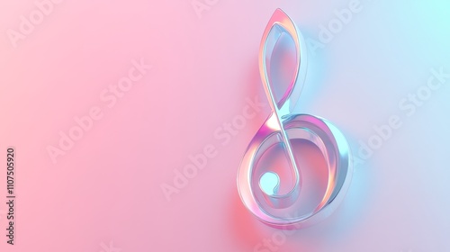 Pastel Pink and Blue Treble Clef, Musical Note Art, Minimalist Music Decor, Modern Wall Art, Abstract Music Image