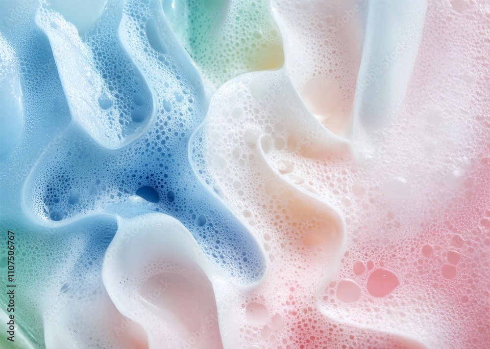 A close-up of swirling colors and patterns in liquid soap, creating an abstract background. A close-up of swirling colors and patterns in liquid soap, creating an abstract background.