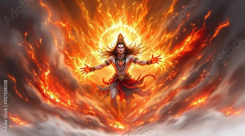 Lord Shiva in angry face for goddess sati 