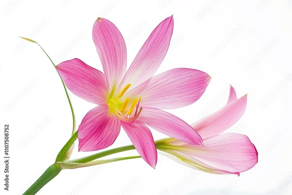 Fototapeta premium Zephyranthes Flower isolated on white background.close up.