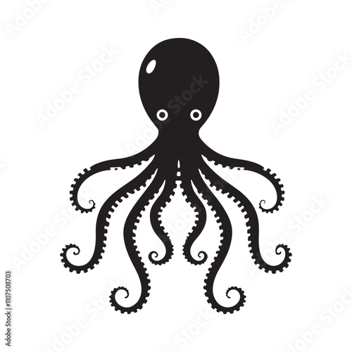 Sea Octopus silhouette vector illustration