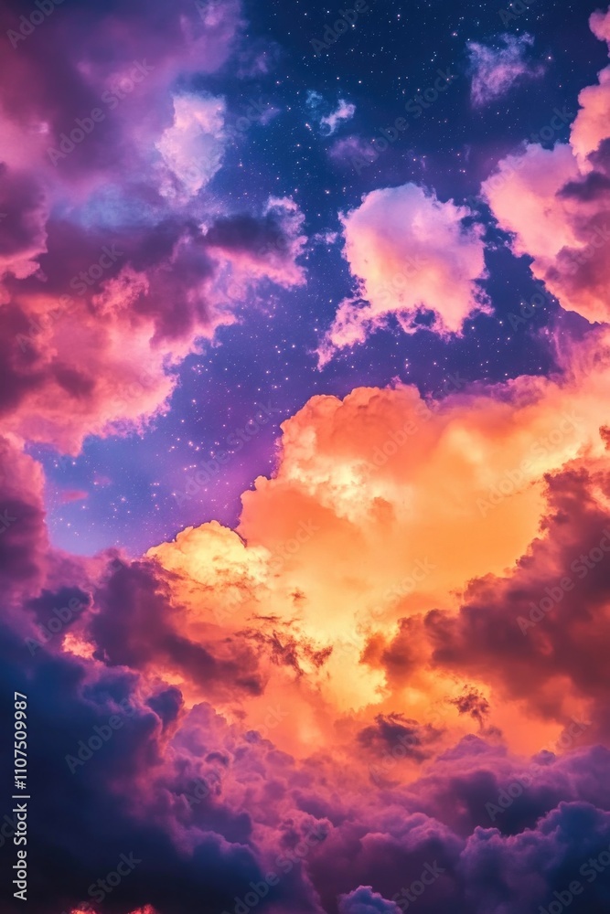 Fototapeta premium Cloudy night sky with stars