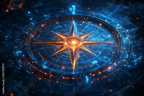 Wallpaper Mural A glowing compass with a star design indicating a direction Torontodigital.ca