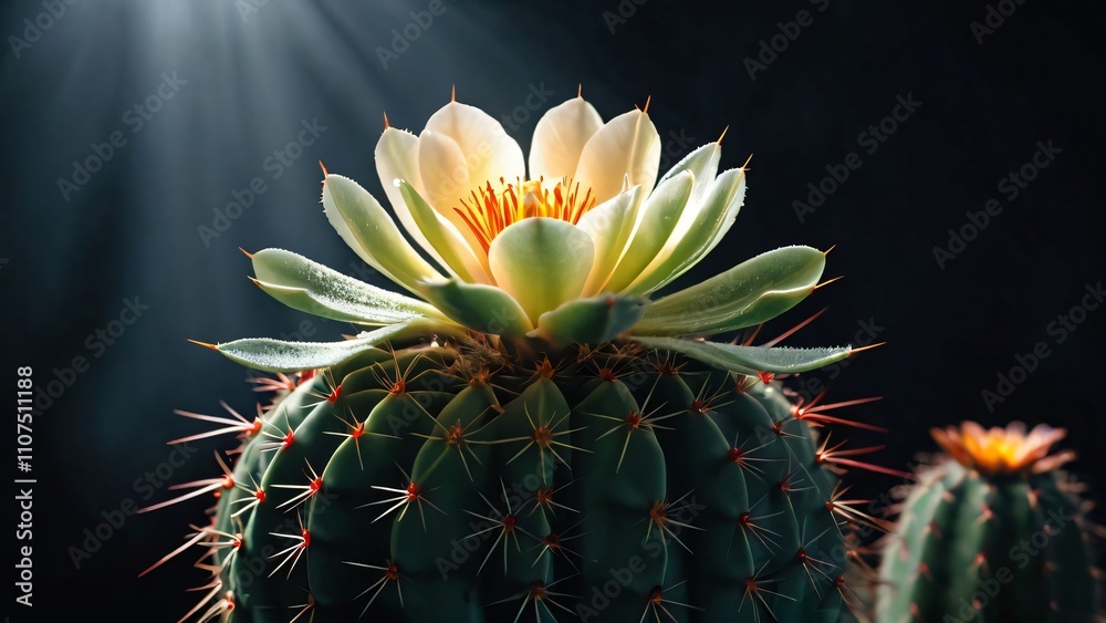Fototapeta premium A closeup of a cactus flower blooming