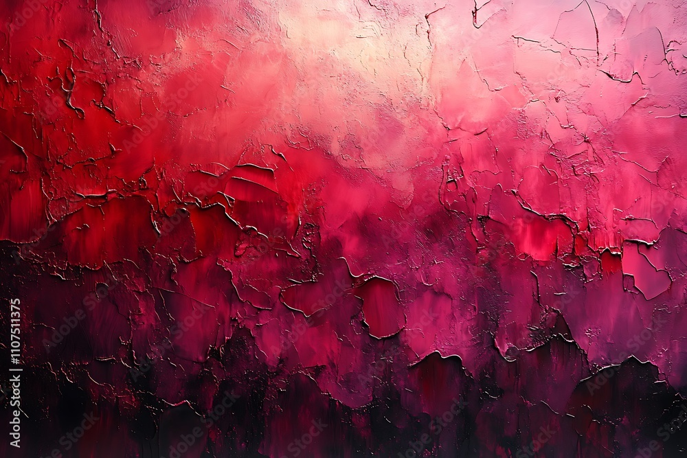 Fototapeta premium Abstract Painting of Red and Pink Hues with Textured Brushstrokes
