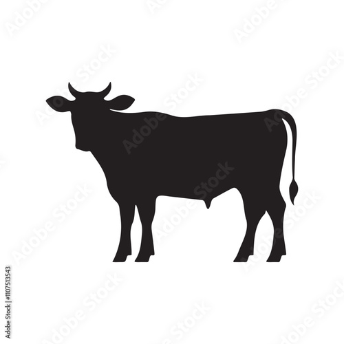 Cow with horns silhouette vector illustration