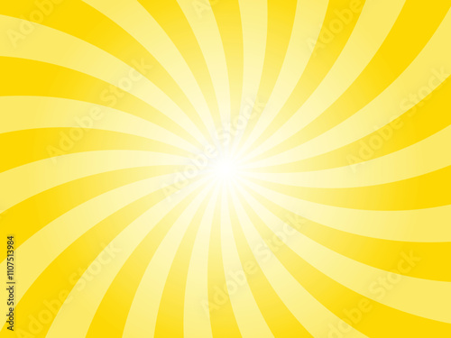 Abstract Yellow Background with Rays Retro Starburst Rays. Gold Orange Sunburst Background Vector Illustration Pattern Beam Rays. Spiral Radial Striped Backdrop. Vector Illustration.