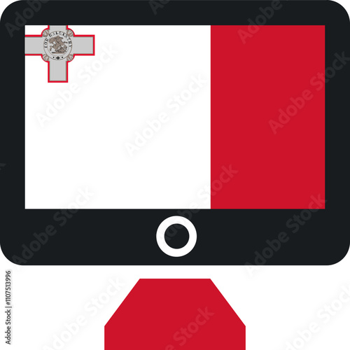 Malta Flag On Monitor