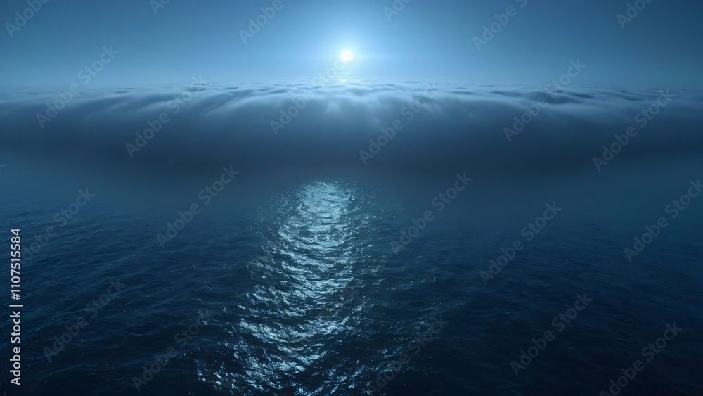Fototapeta premium A panoramic view of a calm blue ocean