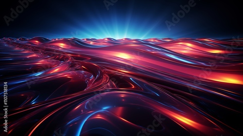 Neon futuristic flashes on black background. Motion light lines backdrop. For banner, postcard