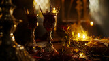 The Last Supper of Jesus, featuring passion objects like the Holy Grail and bread with a crown of thorns, rendered in 4K.