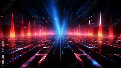 Neon futuristic flashes on black background. Motion light lines backdrop. For banner, postcard