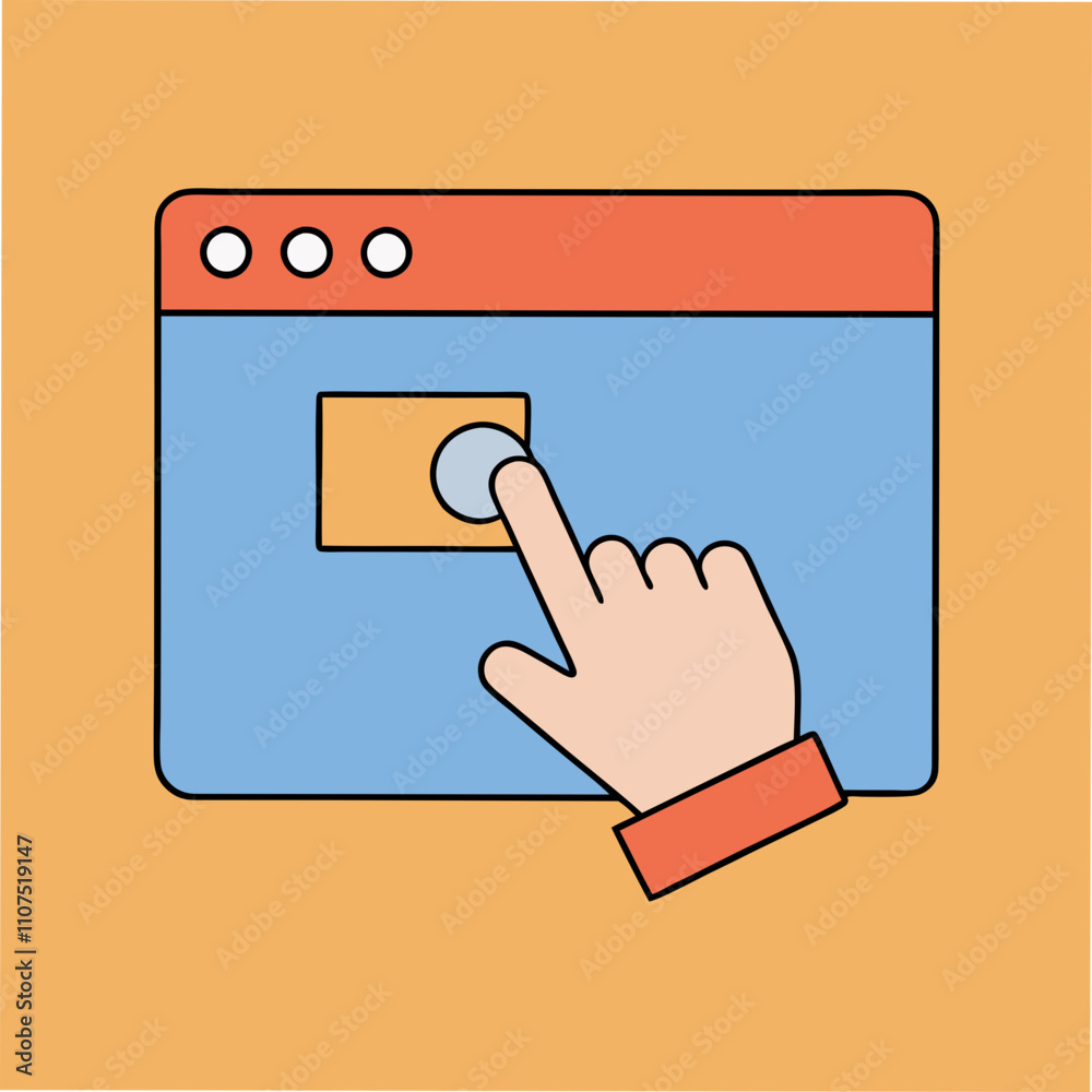 Digital Interface Hand Clicking Web Browser Button Action Digital Interface Hand Clicking Web Browser Button Action