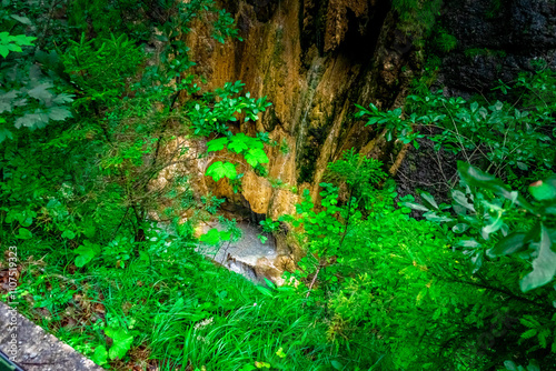 Hiking through the Giessenbach Gorge in Bavaria Germany photo